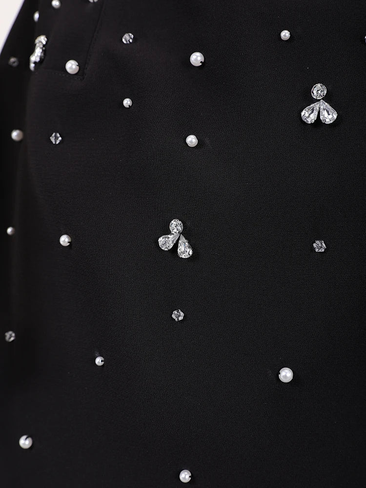 שמלת מיני/מידי סטרפלס בעיטור יהלומים - MELIKA