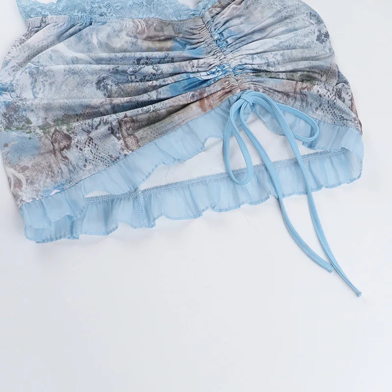 סט שני חלקים טופ מחוך וחצאית מיני כיווצים בעיצוב ANIMAL PRINT  - טינה