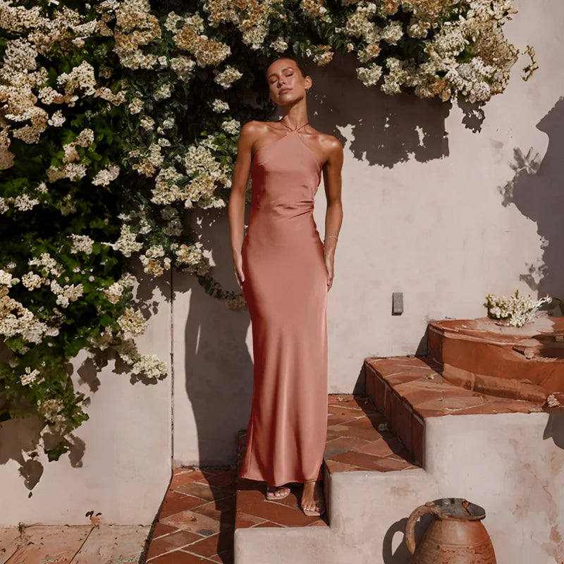 שמלת מקסי סאטן אלגנטית - קלייר