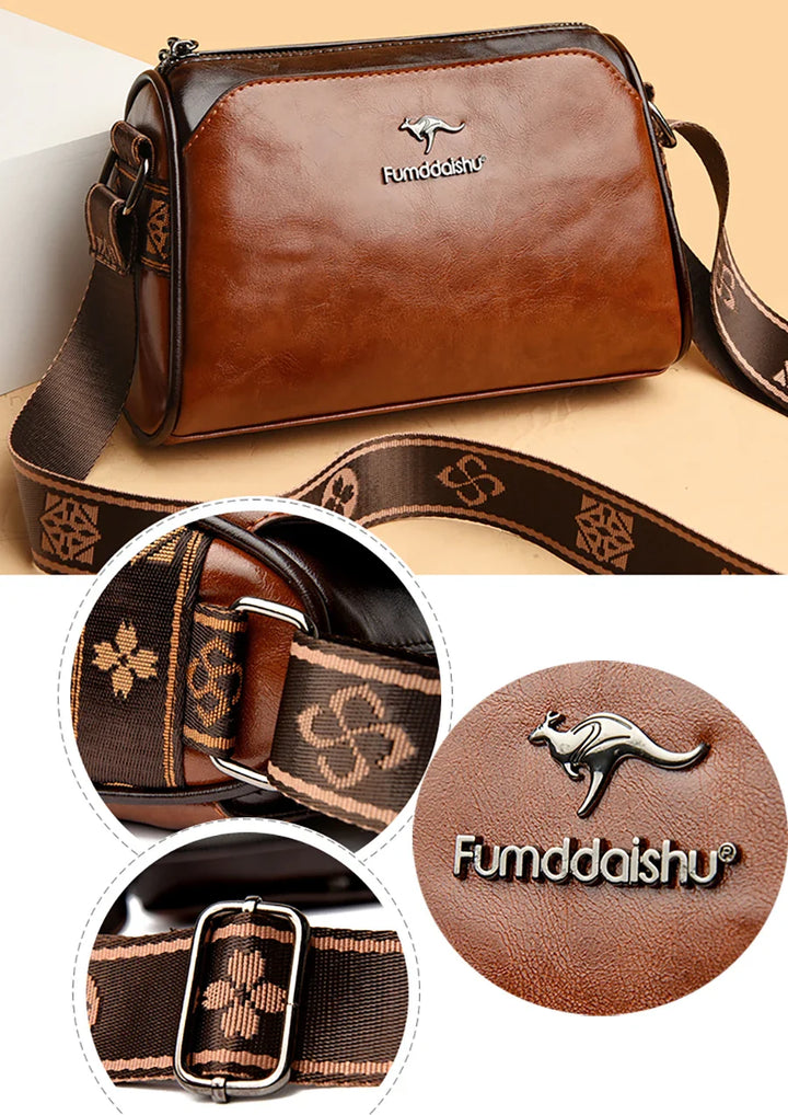 Faux leather bag with strap design
