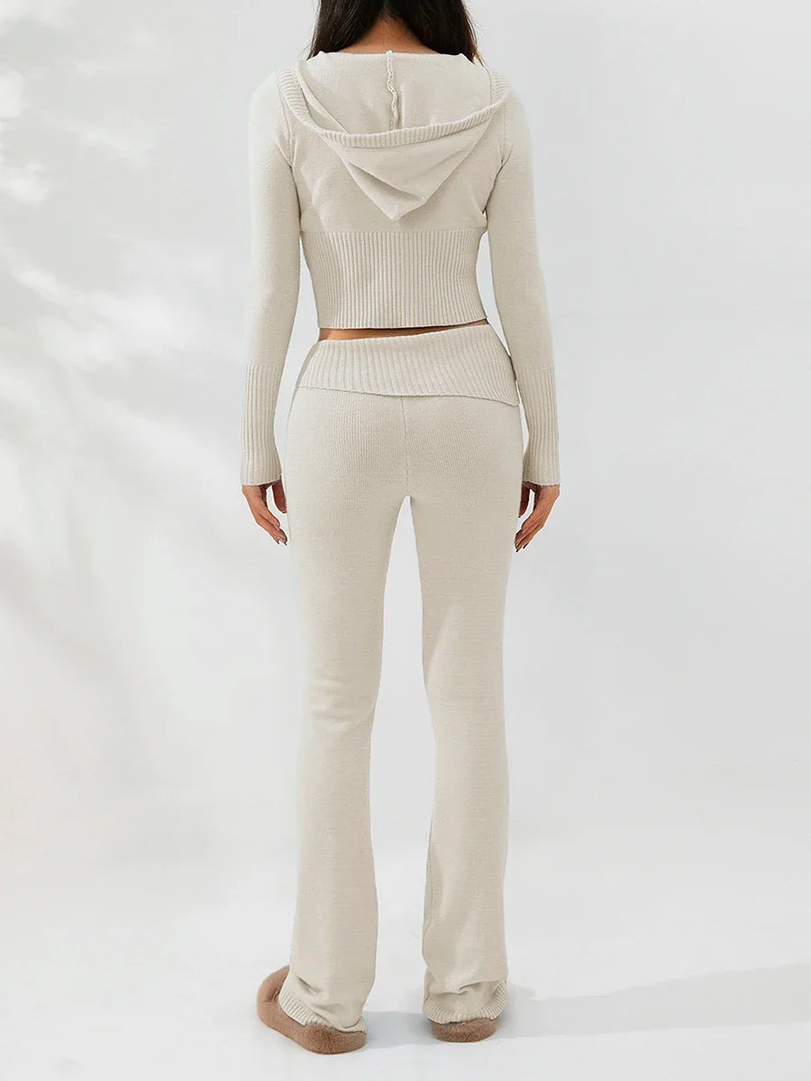 חליפה סרוגה שני חלקים ג'קט ומכנסיים ארוכים - Joanna