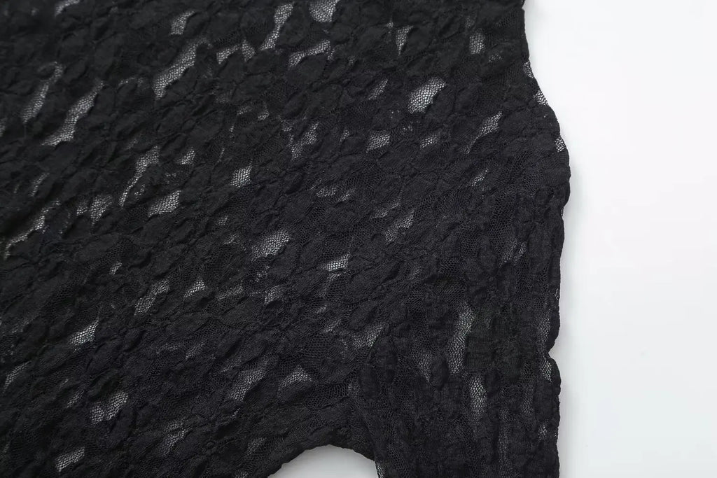 חליפת תחרה שני חלקים בגד גוף ומכנסיים ארוכים - מנור