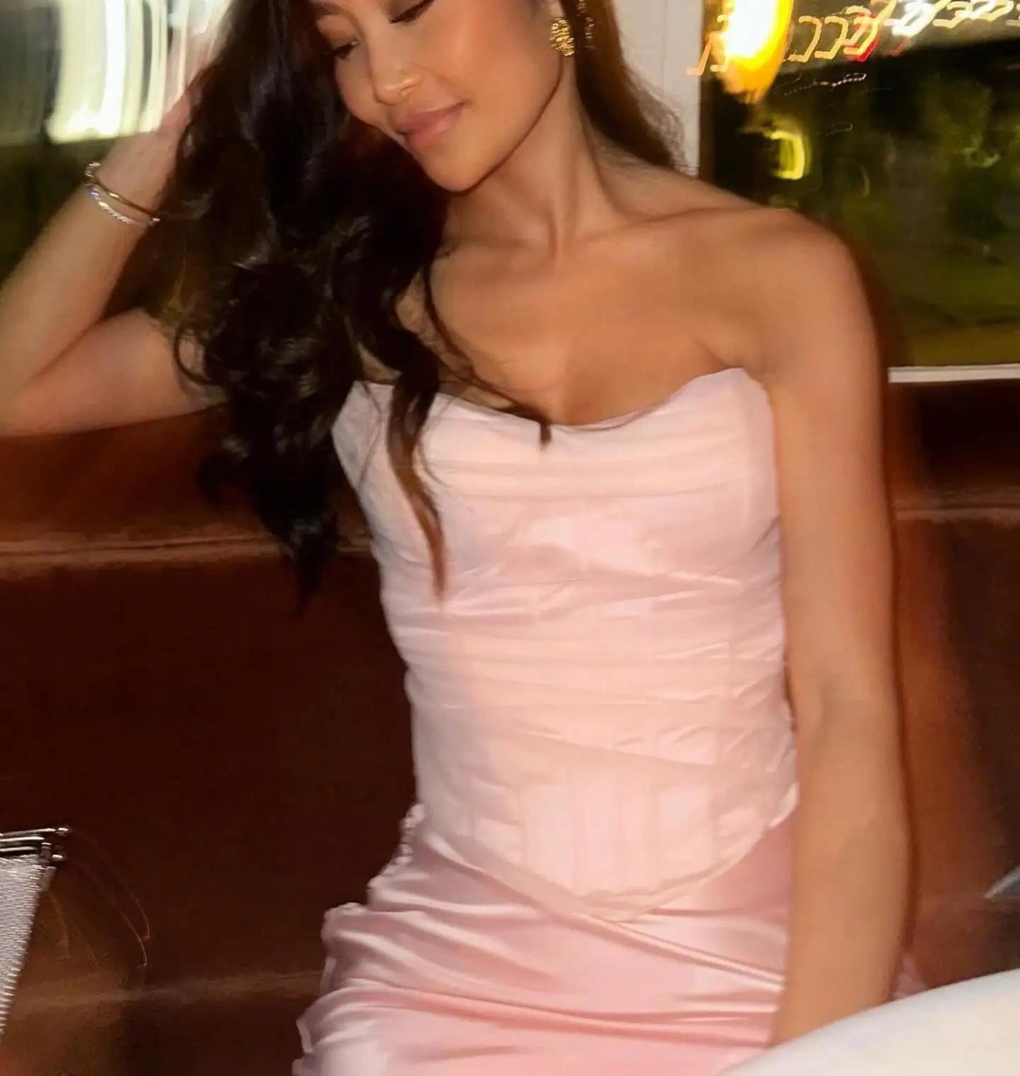 מחוך סטרפלס שיפון - אגם