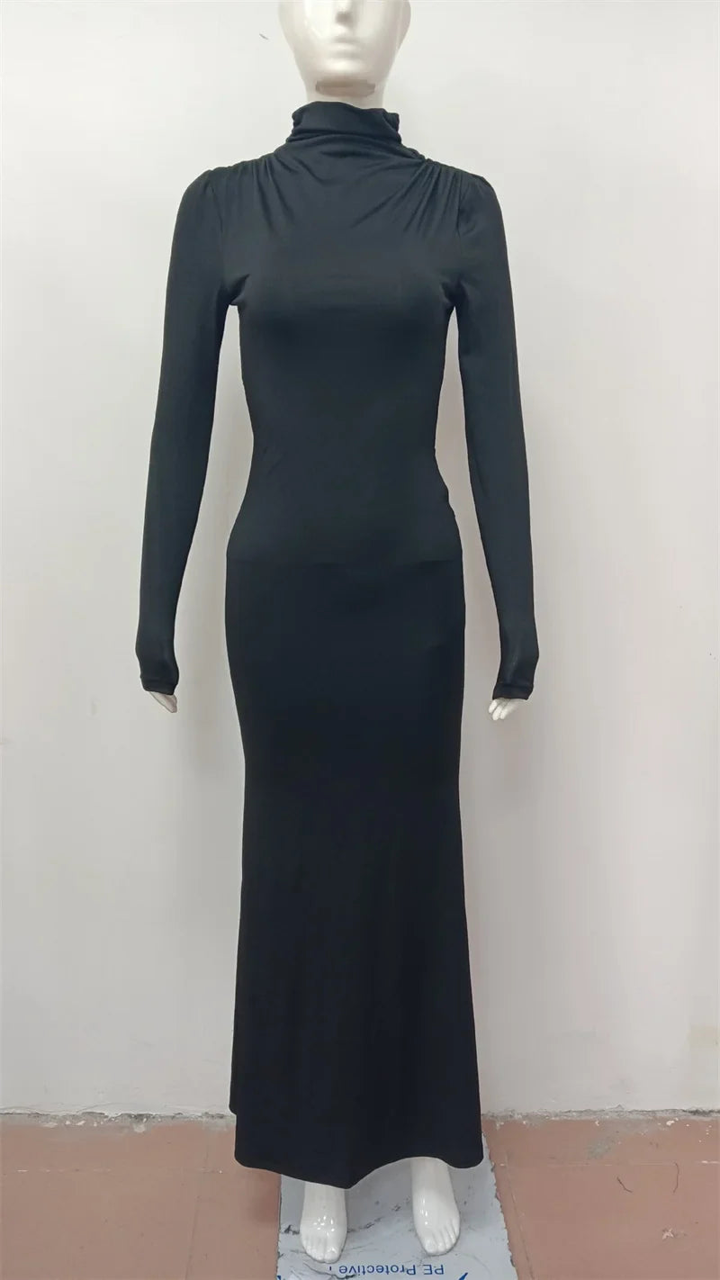 Open back maxi dress with buckle decoration - TAHIL