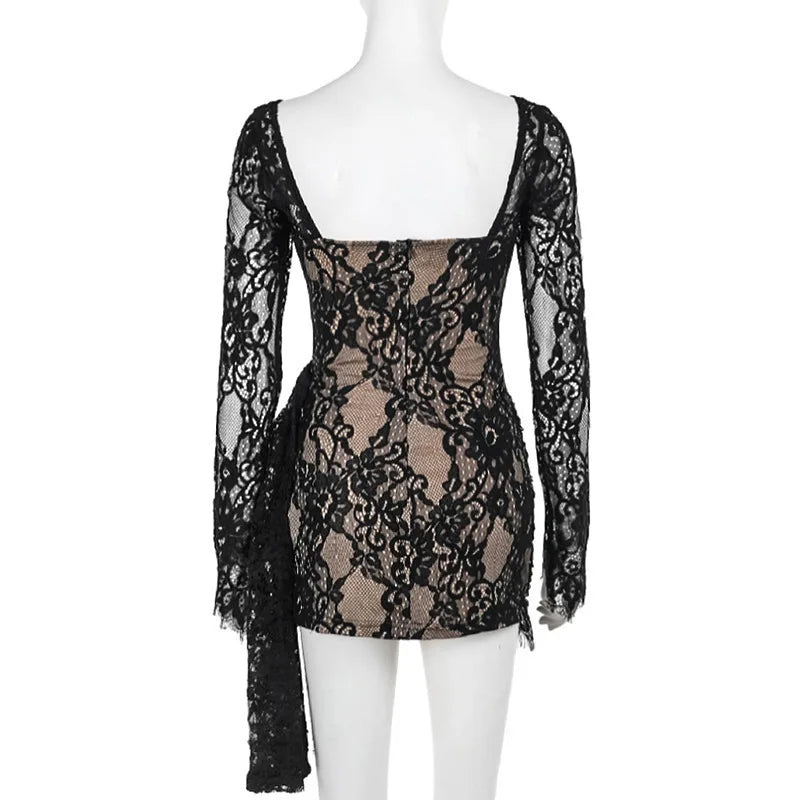 שמלת מיני תחרה בעיצוב מחוך - אלה לי