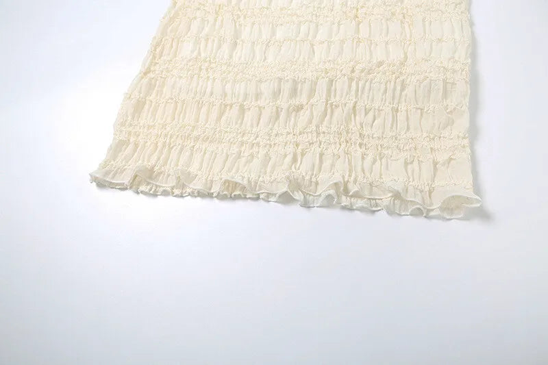 סט שני חלקים בעיצוב שיפון וכיווצים טופ קשירה וחצאית מקסי - אורורה