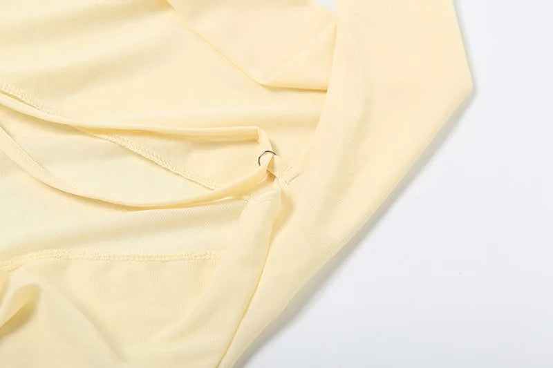 שמלת מיני מלמלה שיפון צווארון נופל גב פתוח - Juliana