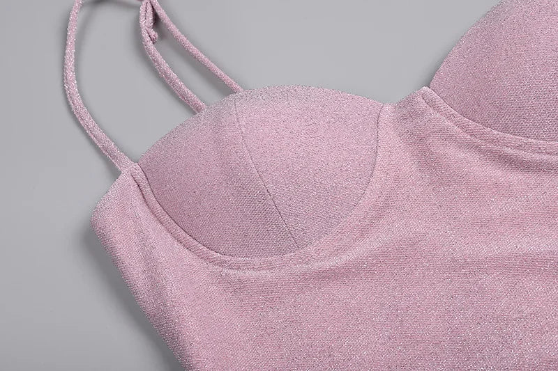 שמלת מקסי נצנצים בעיצוב שסע בעיטור כפפות - Daphne