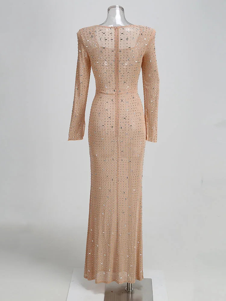 שמלת ערב מקסי בעיטור יהלומי קריסטל - KIMBERLY