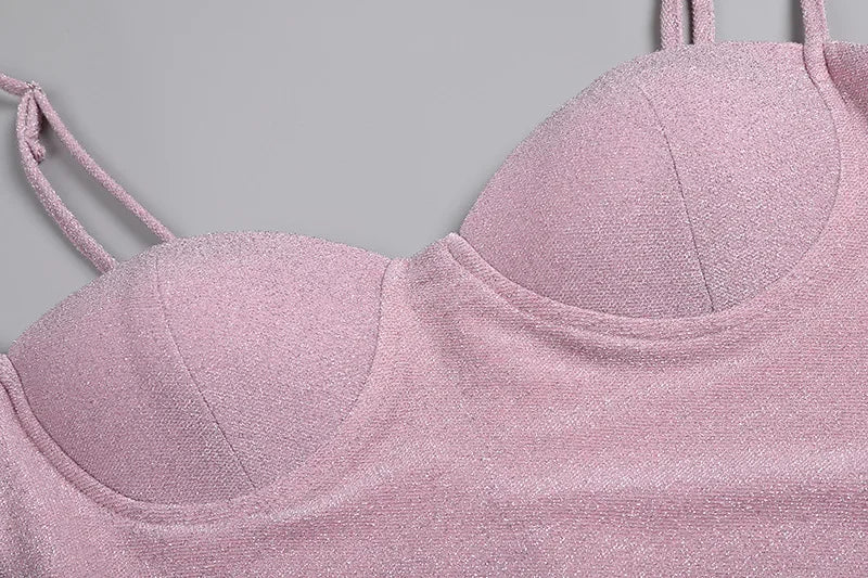 שמלת מקסי נצנצים בעיצוב שסע בעיטור כפפות - Daphne