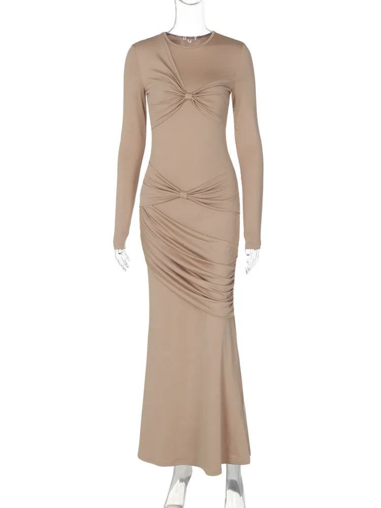 שמלת מקסי בעיצוב קיפולים - פסי