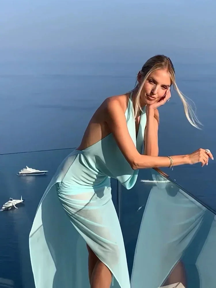 שמלת מקסי קוקטייל - BLUE SKY