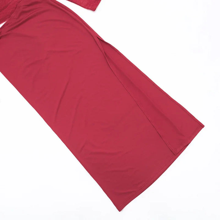 Off-the-shoulder maxi dress with lace and slit - LOLA