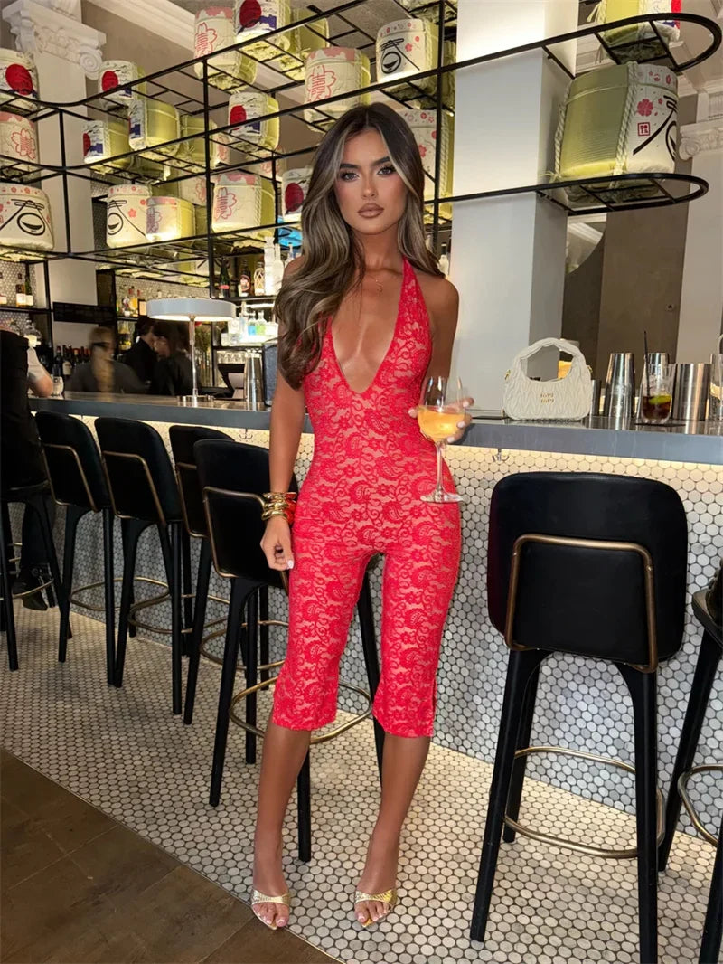 Lace capri jumpsuit - MESH