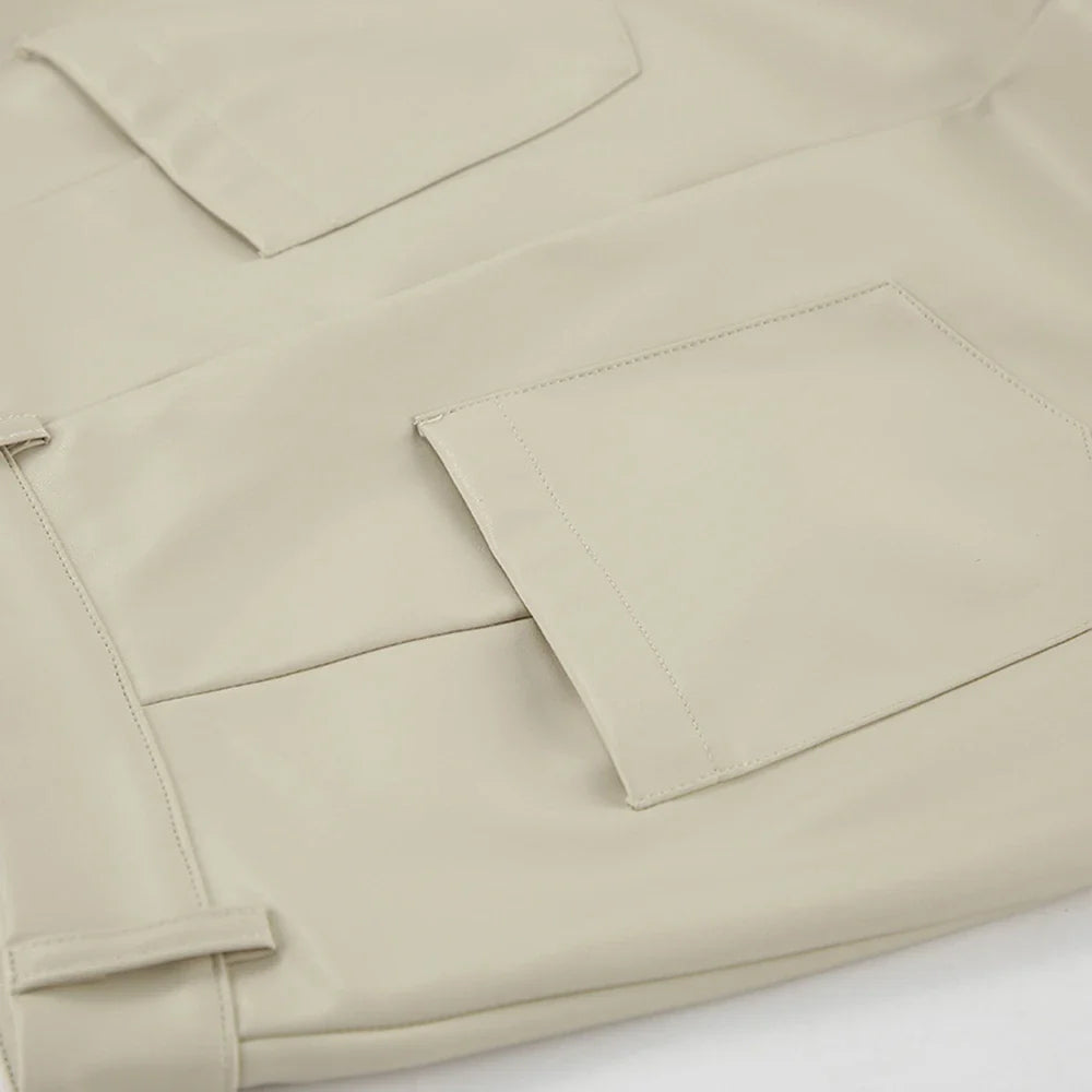 חצאית מקסי דמוי עור בעיצוב שסע - MAGEN