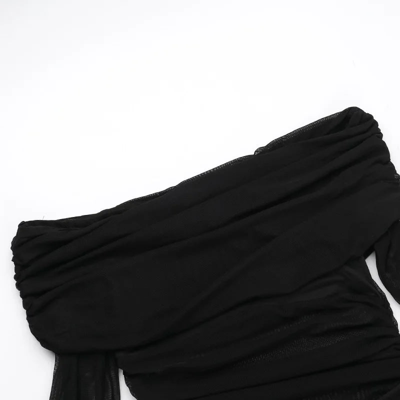 שמלת מקסי כתפיים חשופות בעיצוב רשת - שייה