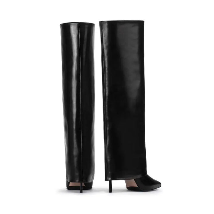 Genuine leather/imitation leather high pointed heel boots - Amaya