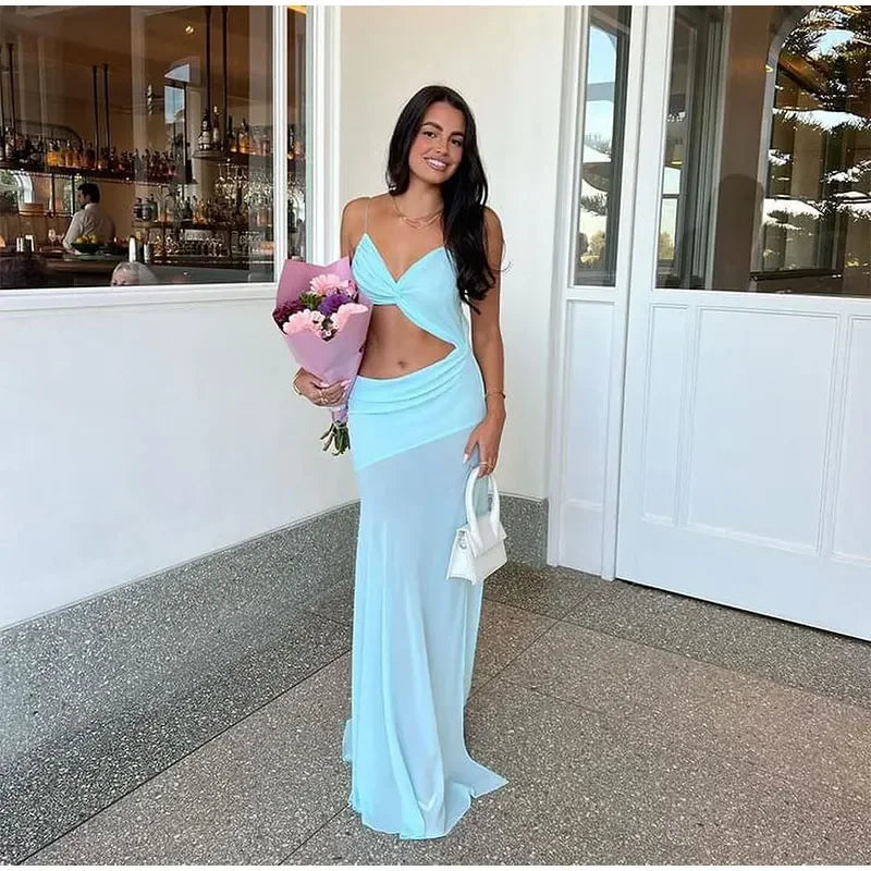 שמלת מקסי בעיצוב מיוחד בעיטור שסע - לימסול