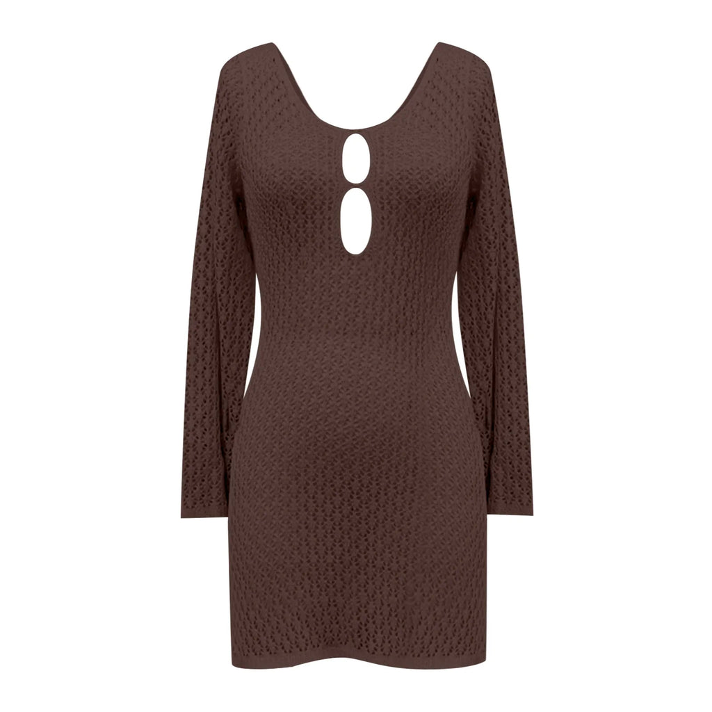 שמלת מיני חוף סרוגה גב פתוח  - Keira