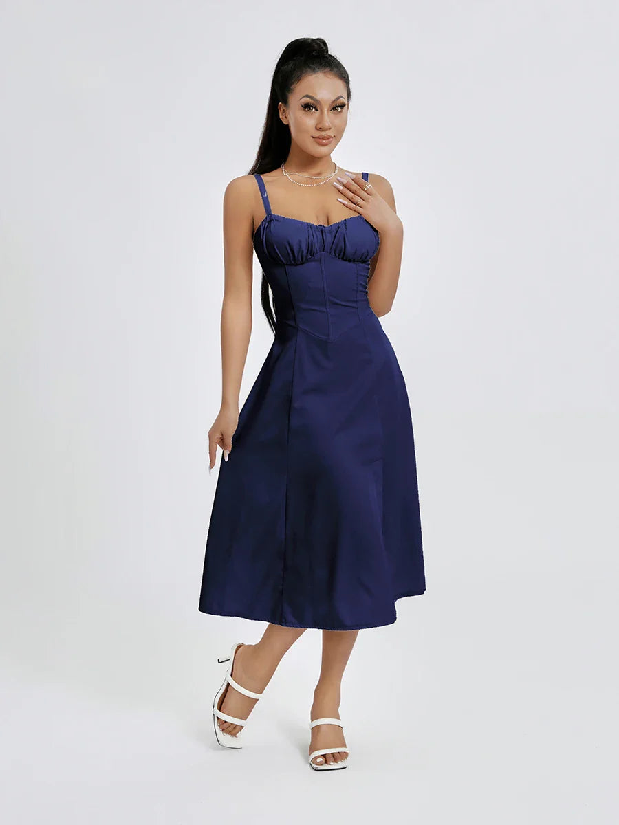 שמלת מידי קיצית בעיצוב כפרי בעיטור שסע - אלדורי