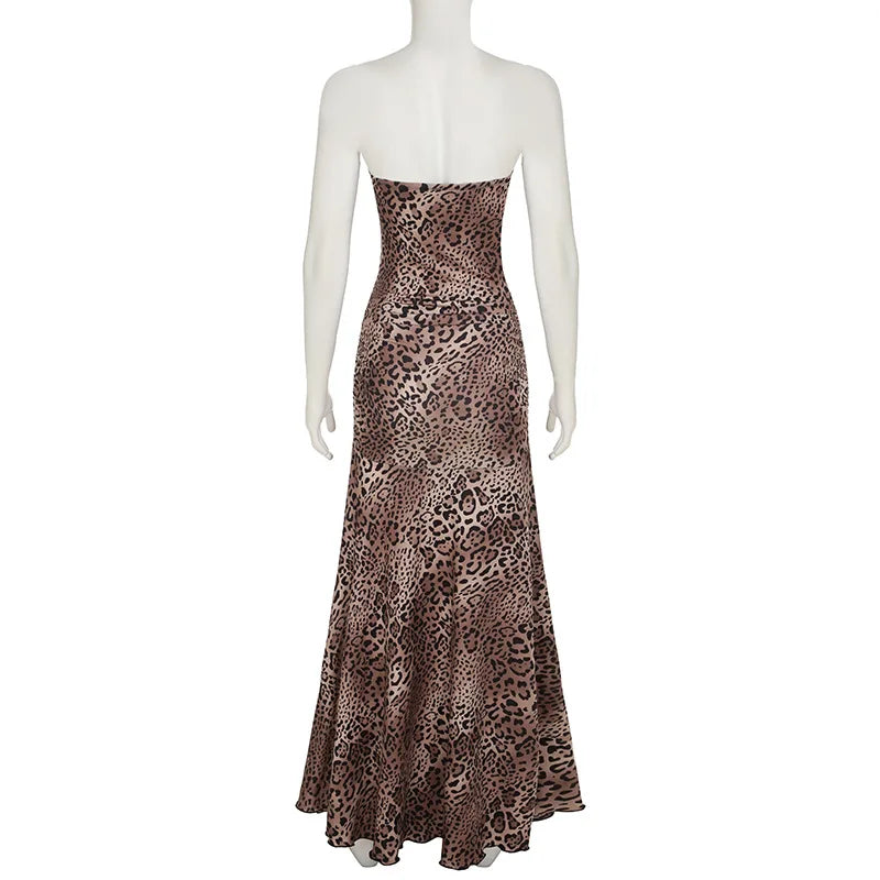 שמלת מקסי סטרפלס מנומרת - פרידה