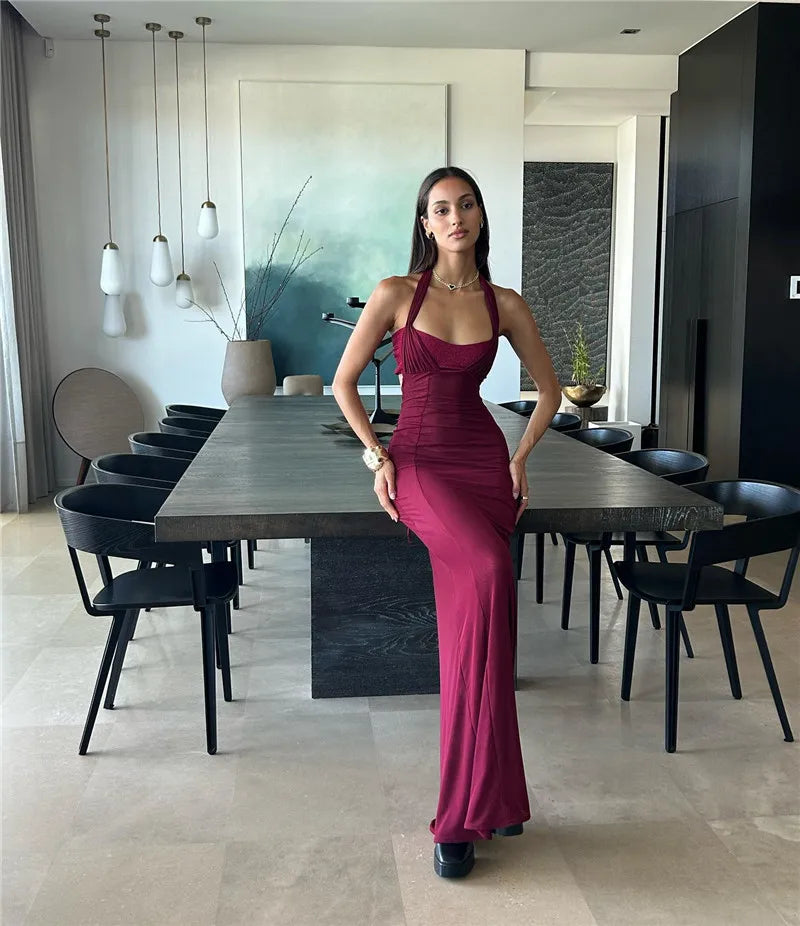 שמלת מקסי אלגנטית בעיצוב מיוחד קשירות בגב - איזבלה