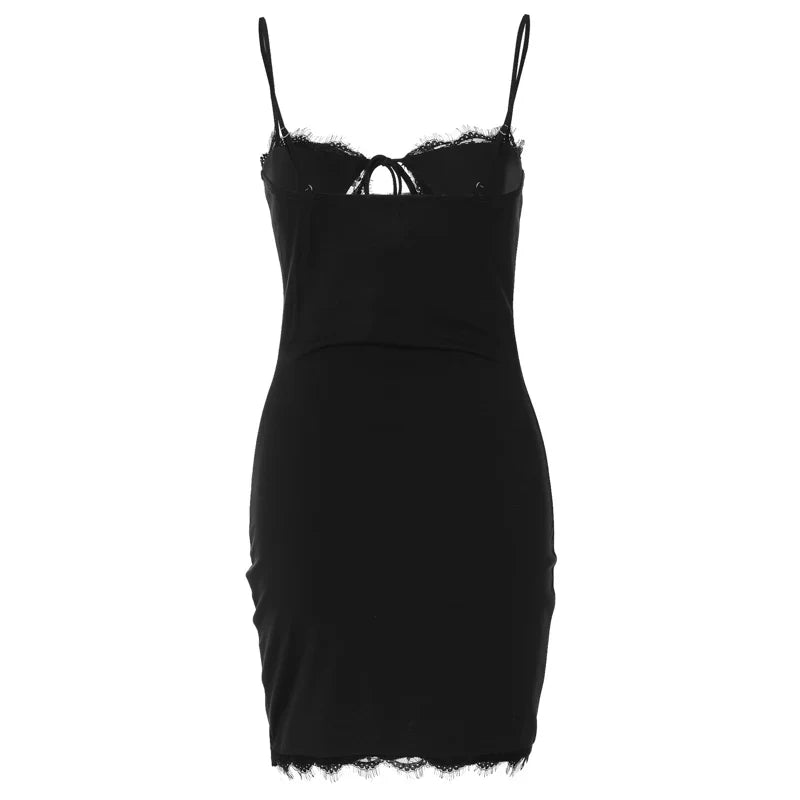 שמלת מיני בעיטור תחרה קשירה בחזה - MILA