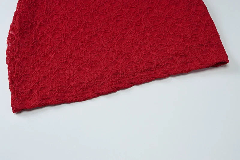 שמלת מיני תחרה בעיטור שרוולון תואם - אלירז