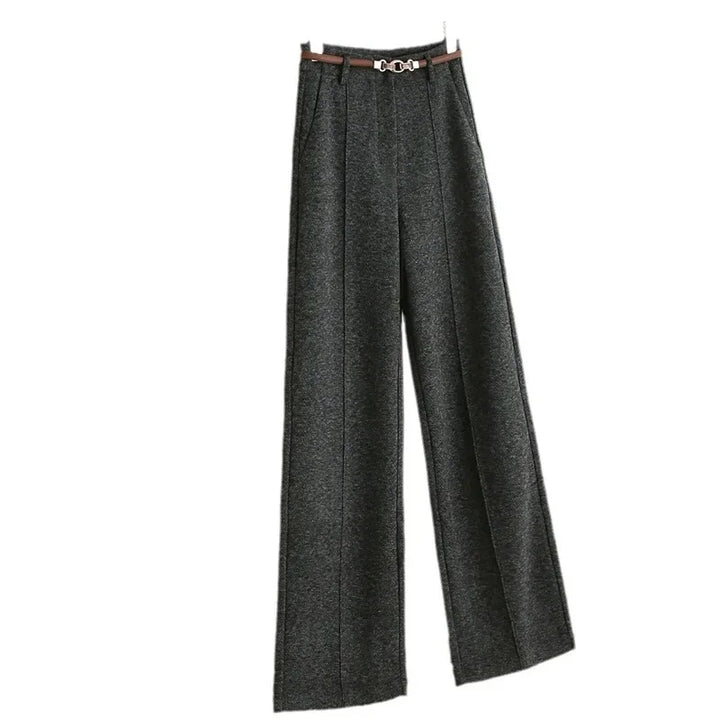 Tailored wool pants with elegant belt decoration