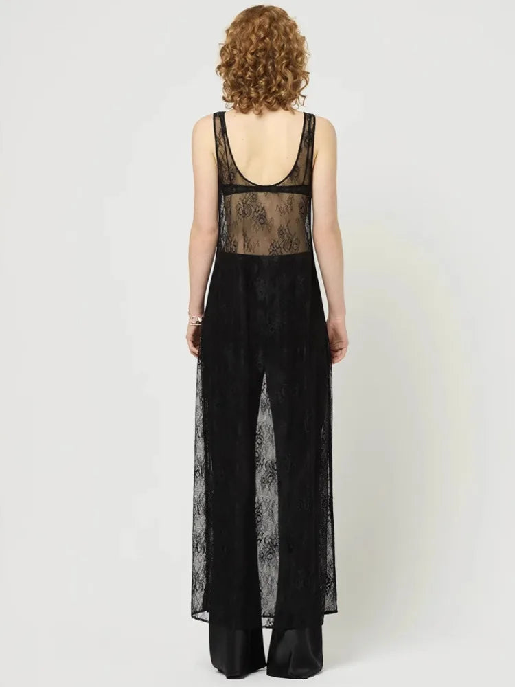 שמלת מקסי חוף תחרה שקופה - Sasha