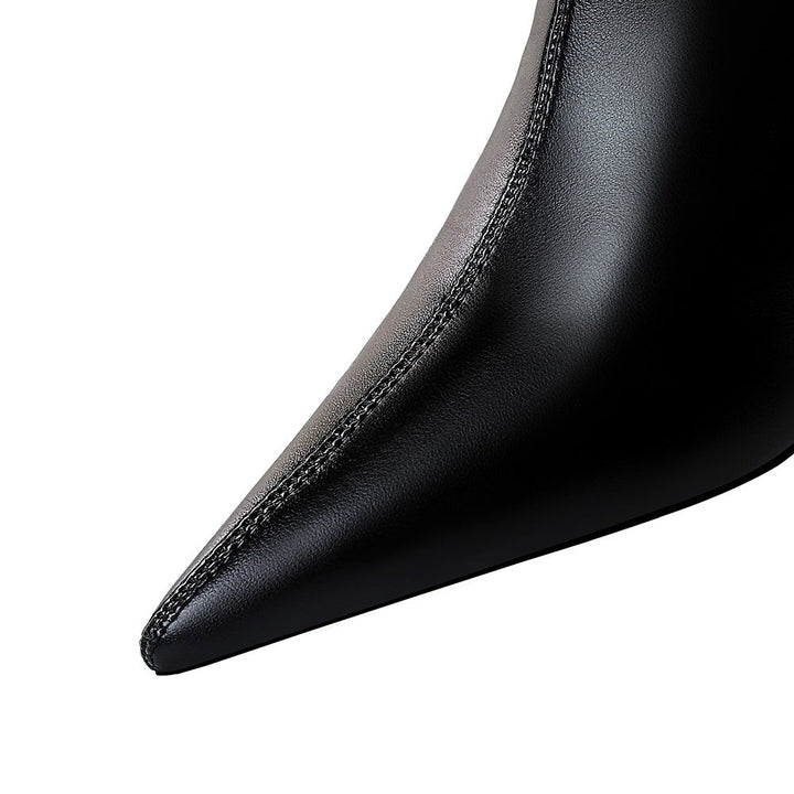 Faux leather heeled boots with warm fur lining - DORI