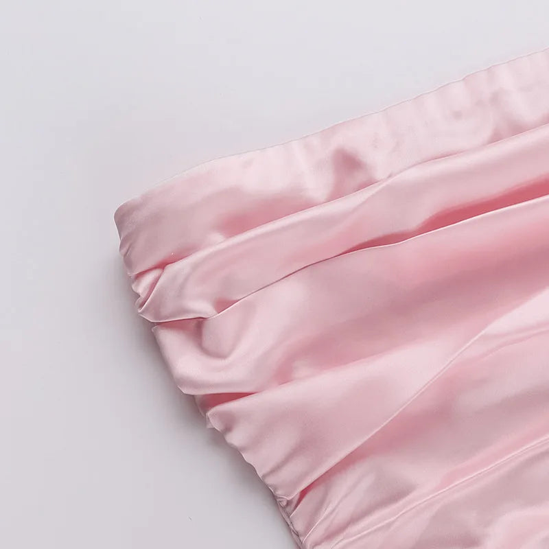 שמלת מיני סטרפלס סאטן בגזרת בלון - ג'ימי