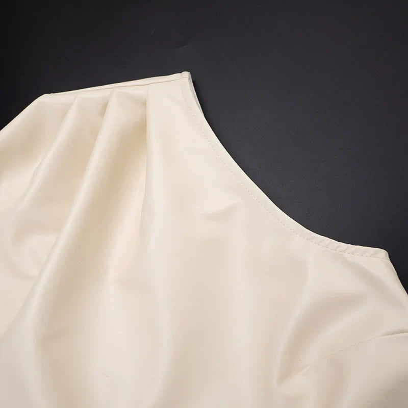 Faux leather mini dress with pleats - SIERA