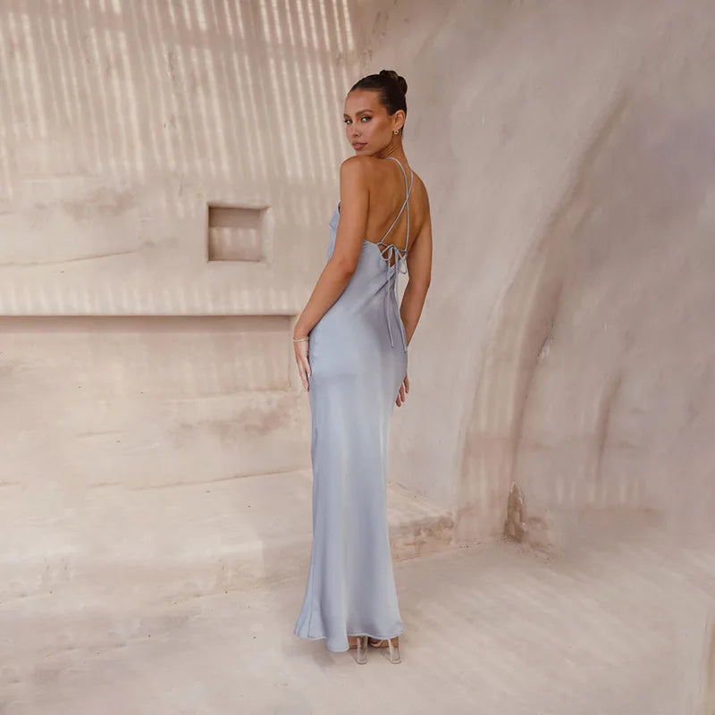 שמלת מקסי סאטן אלגנטית - קלייר