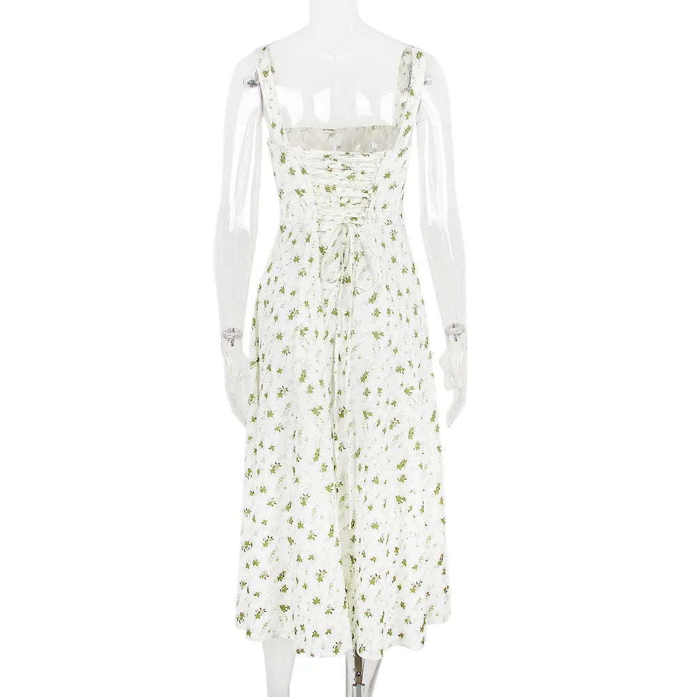 שמלת מידי קיצית בעיצוב כפרי בעיטור שסע - אנג'ליקה