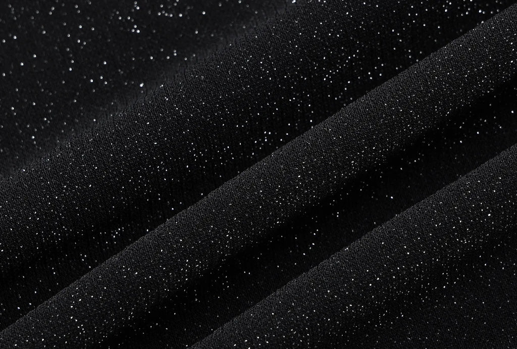 שמלת מקסי נצנצים צווארון חצי גולף בעיצוב כיווצים ושסע קצר - Hazel