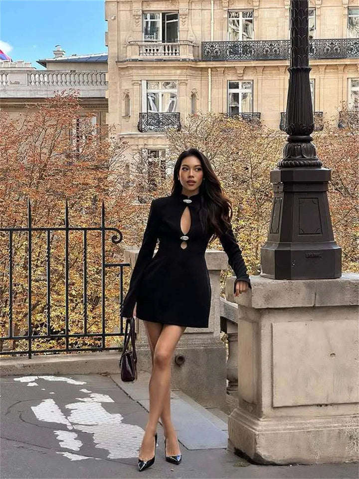 Tailored mini dress with openings and buckles - DANI