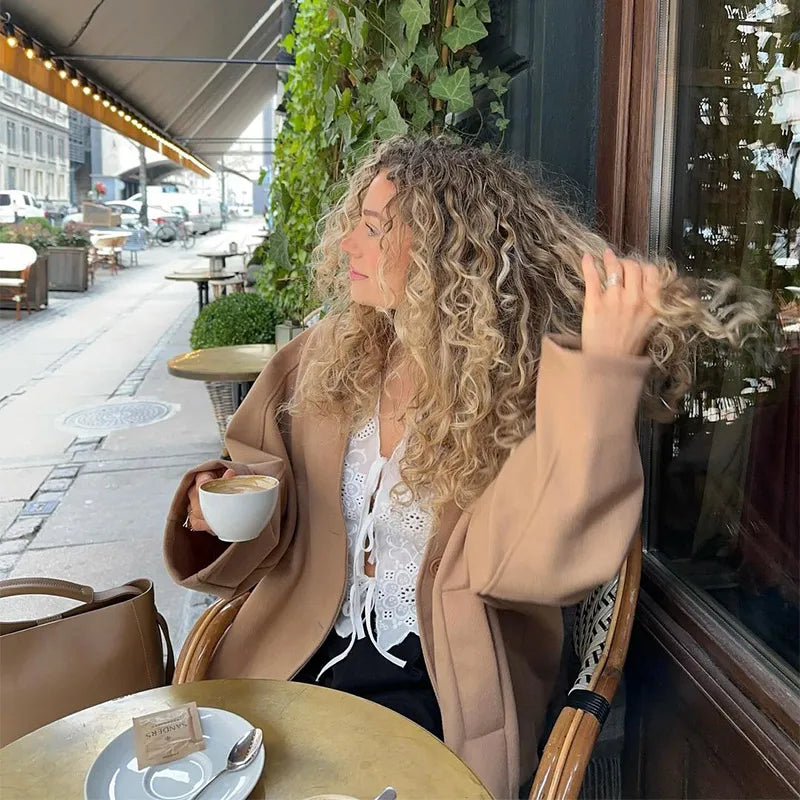 ג'קט צמר קצר סגירת כפתורים - לילי