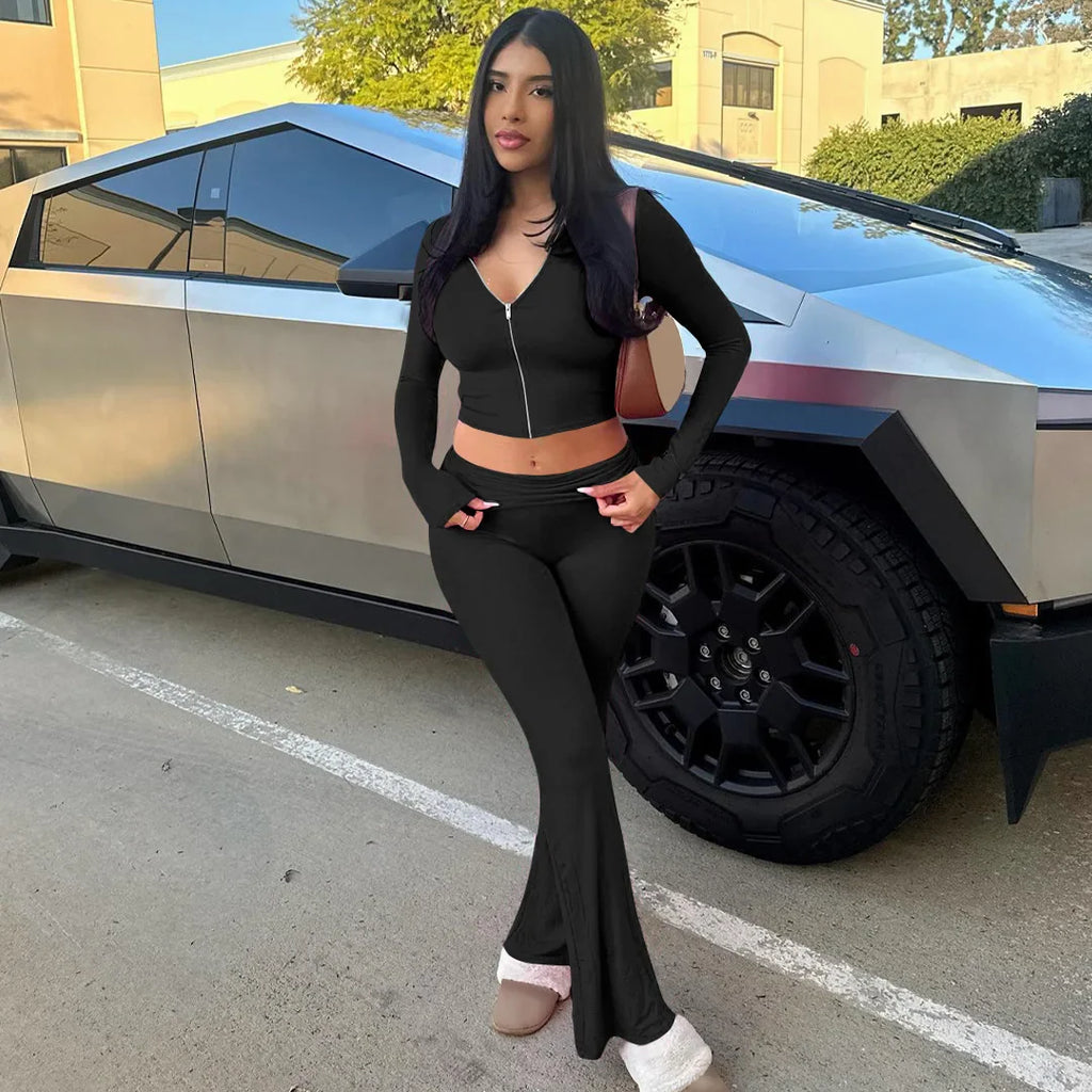 חליפת שני חלקים בד מחטב  - Ayla