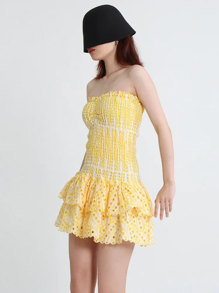 שמלת מיני סטרפלס כיווצים מלמלה - דיאן