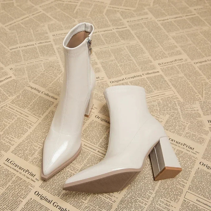 Shiny leatherette heeled boots - Sasha