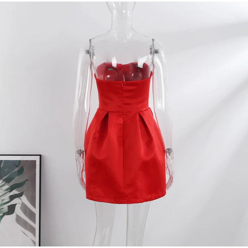 שמלת מיני סאטן אלגנטית בעיצוב יוקרתי - אלינה