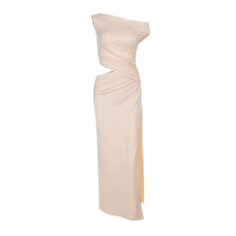 שמלת מקסי בעיטור זרקונים מנצנצים בעיצוב פתח ושסע  - אורינה