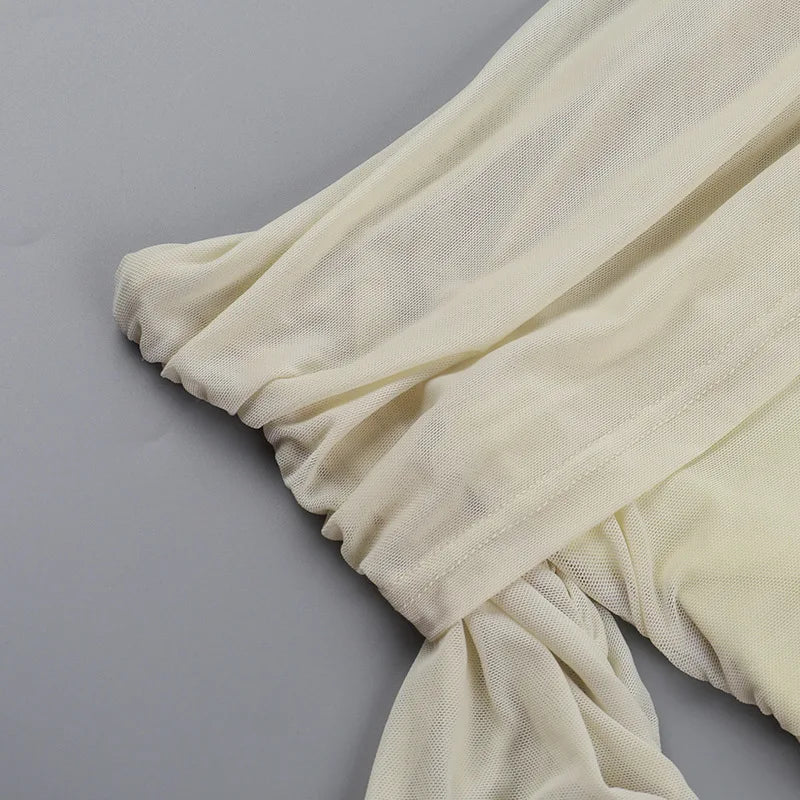 סט שני חלקים חצאית מקסי וחולצת רשת כתפיים חשופות - בלינה