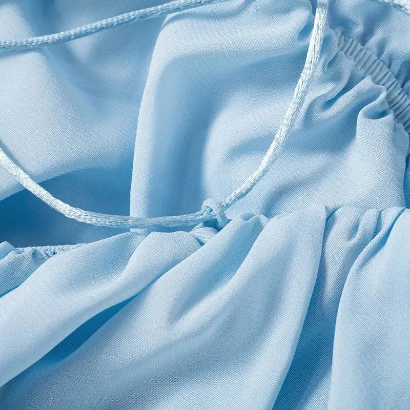 שמלת מיני שיפון מלמלה קשירות בגב - טולום