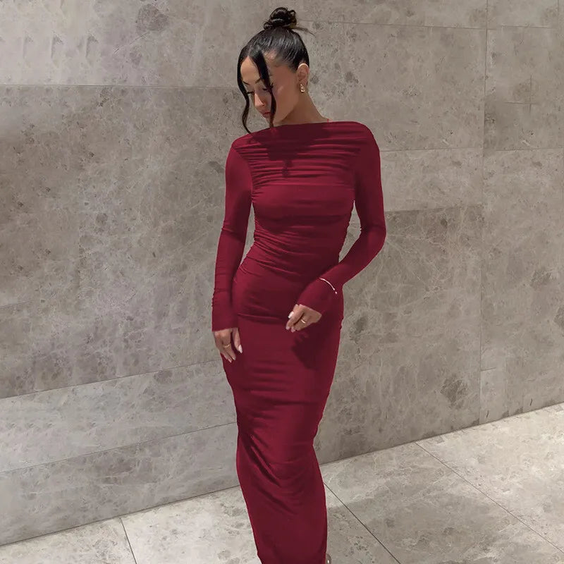 שמלת מקסי צמודה גב פתוח - קיקי