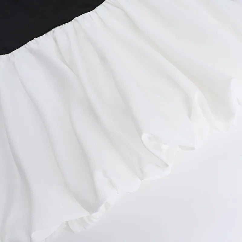 Monochrome off-shoulder balloon mini dress - Lis