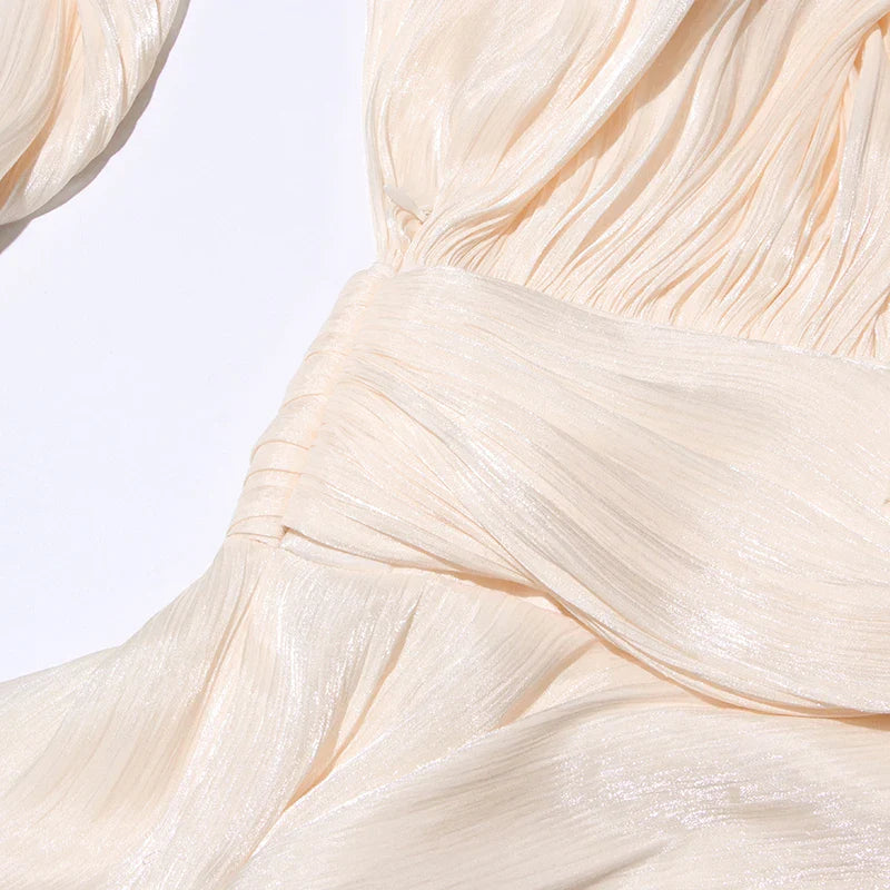 שמלת מיני כיווצים מלמלה בד שיפון מבריק - Lucille