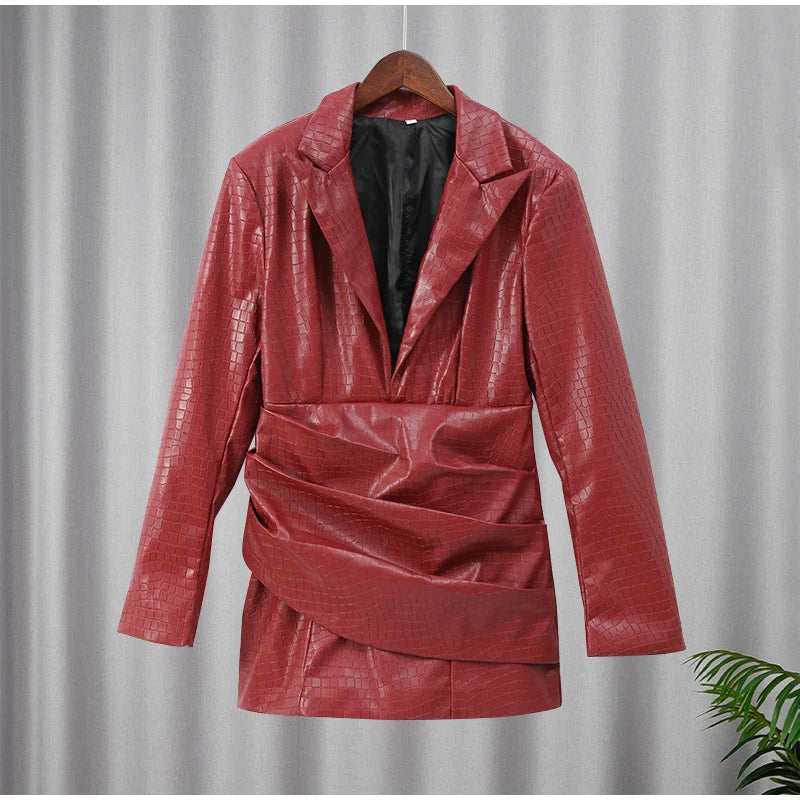 שמלת מיני דמוי עור בעיצוב מנוחש - Genevieve