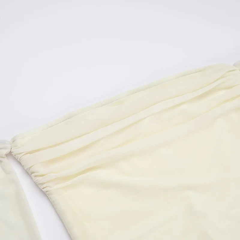 שמלת מקסי כתפיים חשופות שרוולי שיפון פעמון - YANA